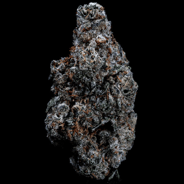 Hemp flower close-up with frosty trichomes and vibrant green hues.
